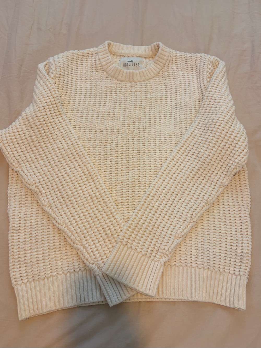 Hollister Cream Waffle Knit Sweater